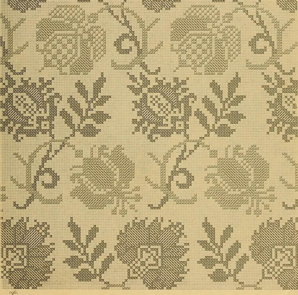 An illustration from Album de broderies au point de croix, 1885, leaf 66