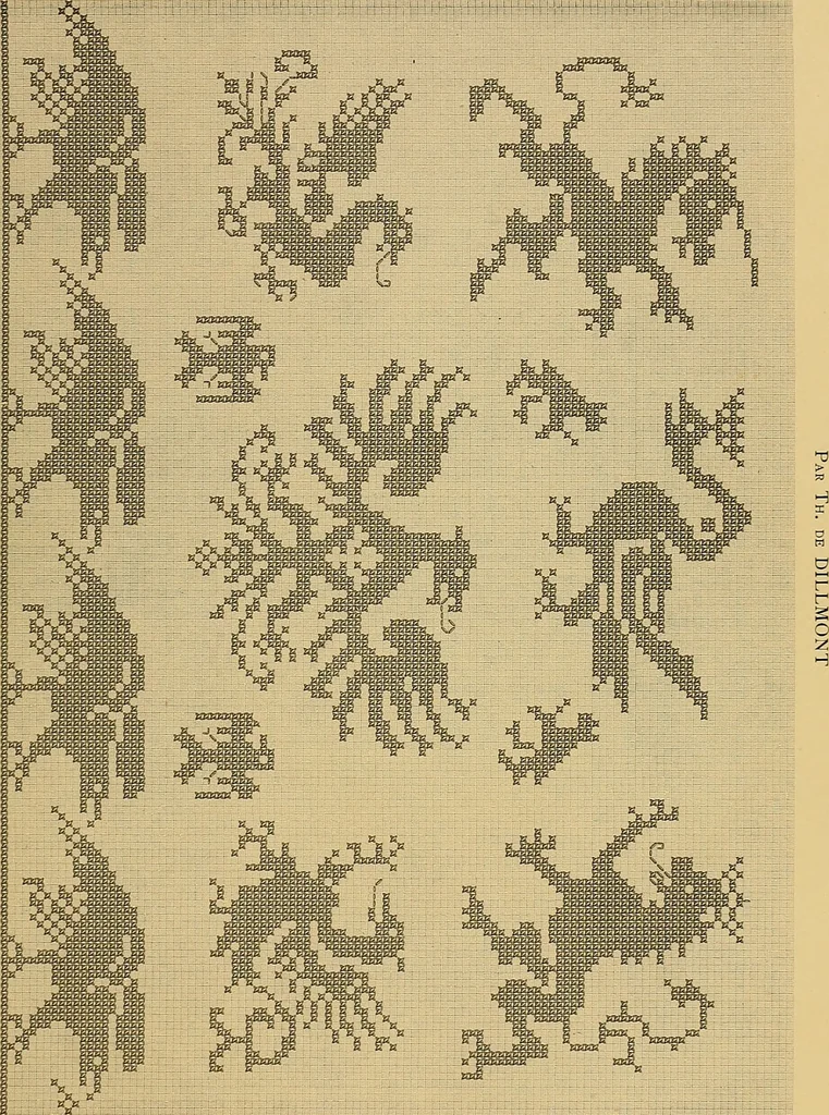 An illustration from Album de broderies au point de croix, 1885, leaf 74