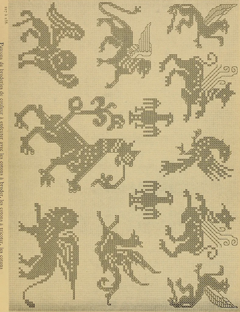 An illustration from Album de broderies au point de croix, 1885, leaf 76