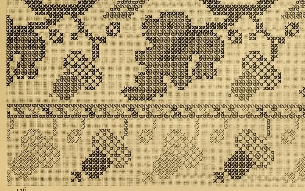 An illustration from Album de broderies au point de croix, 1890, leaf 77