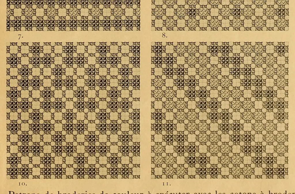 An illustration from Album de broderies au point de croix, 1890, leaf 9