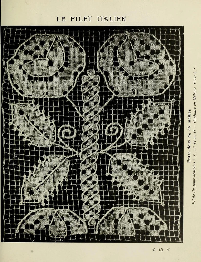 An illustration from Album de filet brodé, 1900, leaf 21