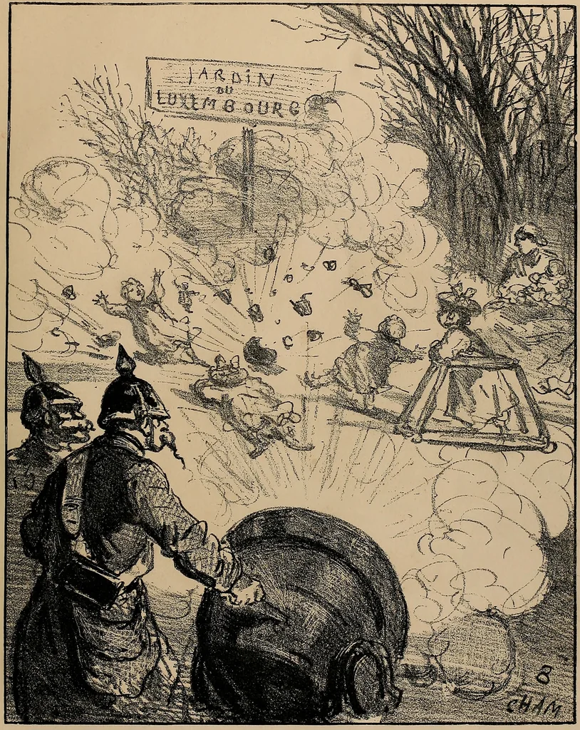 An illustration from Album du siège : recueil de caricatures publiées pendant le siège dans le Charivari, 1871, leaf 12