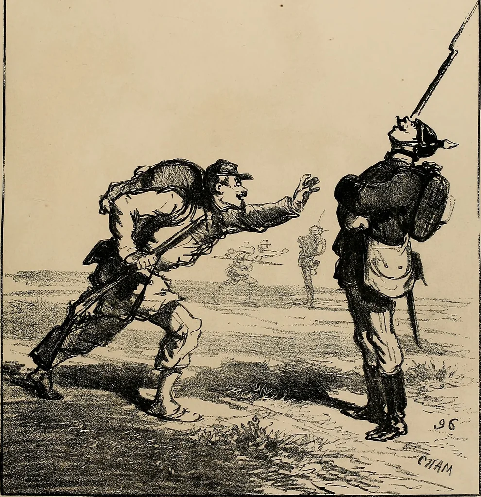An illustration from Album du siège : recueil de caricatures publiées pendant le siège dans le Charivari, 1871, leaf 54