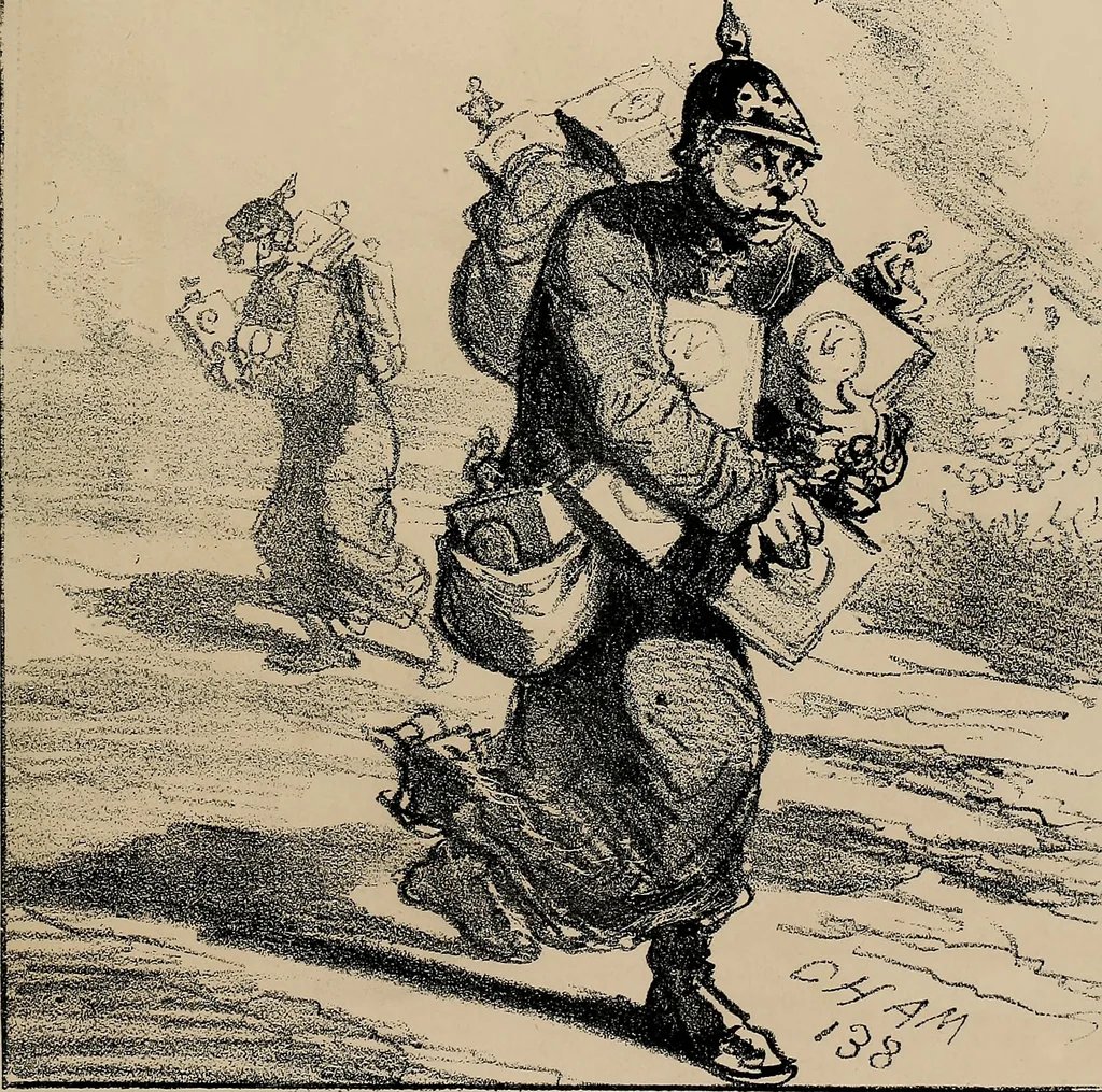 An illustration from Album du siège : recueil de caricatures publiées pendant le siège dans le Charivari, 1871, leaf 58