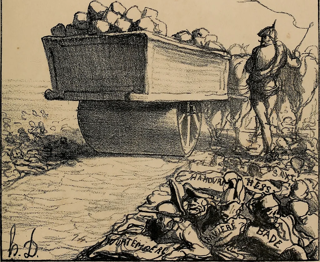 An illustration from Album du siège : recueil de caricatures publiées pendant le siège dans le Charivari, 1871, leaf 76