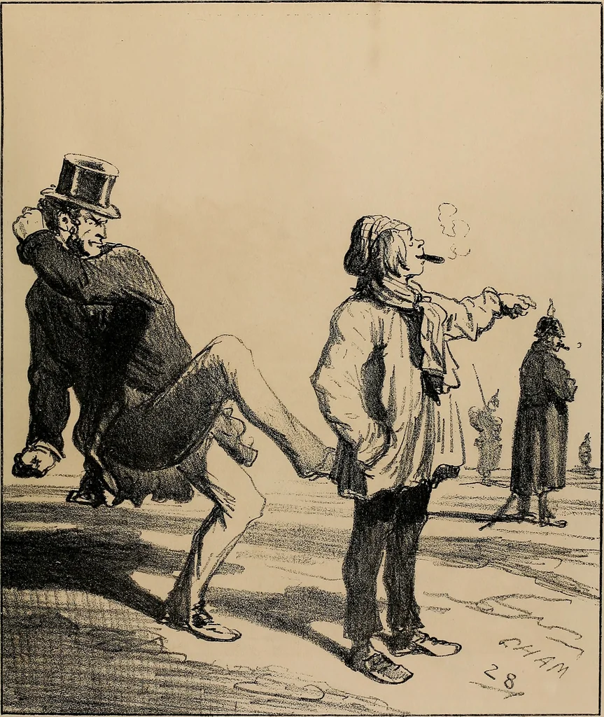 An illustration from Album du siège : recueil de caricatures publiées pendant le siège dans le Charivari, 1871, leaf 78