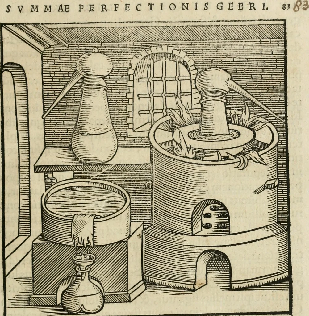 An illustration from Alchemiae Gebri Arabis philosophi solertissimi libri, cum reliquis, ut versa pagella indicabit, 1545, leaf 104