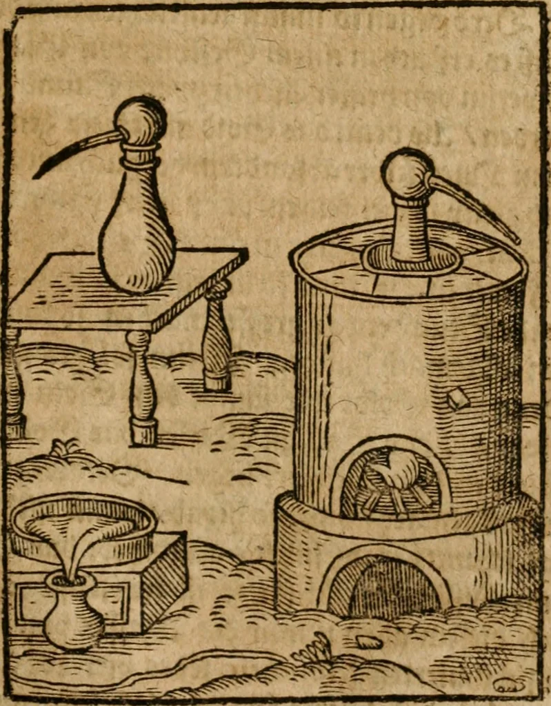 An illustration from Alchimia nova, das ist, Die güldene Kunst selbst, oder, Aller Künsten Mutter : sampt dero heimlichen Secreten, vnzehlichen verborgenen Kindern vnd Früchten ..., 1603, leaf 160