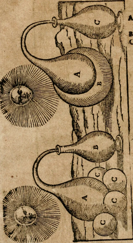 An illustration from Alchimia nova, das ist, Die güldene Kunst selbst, oder, Aller Künsten Mutter : sampt dero heimlichen Secreten, vnzehlichen verborgenen Kindern vnd Früchten ..., 1603, leaf 57