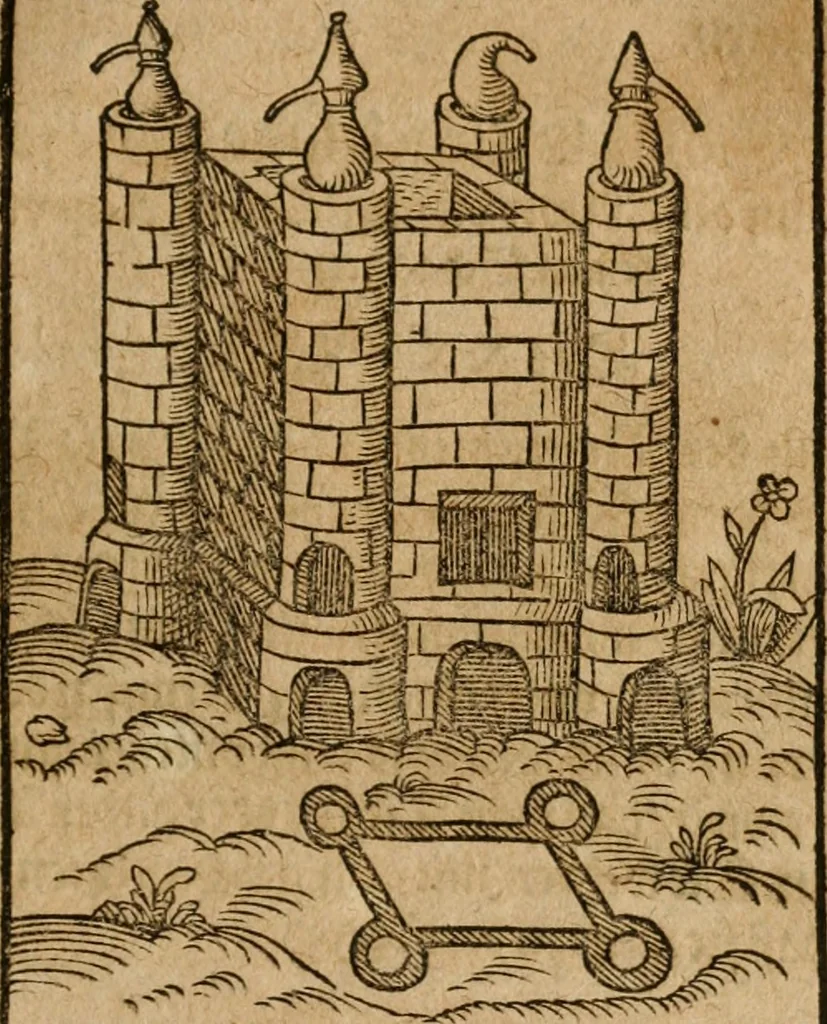 An illustration from Alchimia nova, das ist, Die güldene Kunst selbst, oder, Aller Künsten Mutter : sampt dero heimlichen Secreten, vnzehlichen verborgenen Kindern vnd Früchten ..., 1603, leaf 64