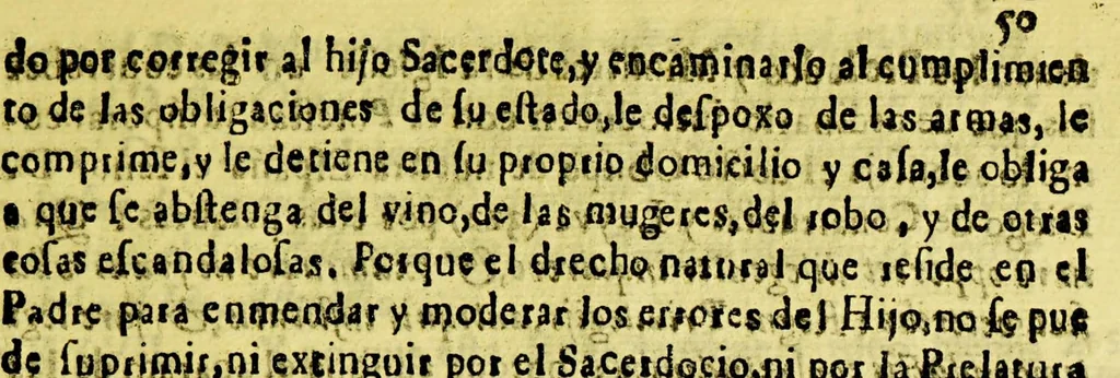 An illustration from Alegacion juridica, historico-politica, en defensa de la jurisdicion real, : y ilustracion de la provision de 20. de febrero del año passado 1684. despachada por el gouierno superior, y reducida a ordenança en el tom. I. fol. 311. Sobre que en recebir los corregidores de este reyno informaciones secretas de oficio, ò a instancia de parte, en orden a aueriguar como obseruan los curas, y dotrineros las disposiciones canonicas, synodales, cedulas, y ordenanças de Su Magestad, que tratan de las obenciones que deuen lleuar a los Indios a fin solo de dar cuenta con ellas a sus prelados, y al gouierno superior de estos reynos para que lo remedien, no se contrauiene en cosa alguna a la inmunidad de la iglesia. Escrita de orden del excel.mo senor duque de la Palata, virrey destos reynos, 1685, leaf 107