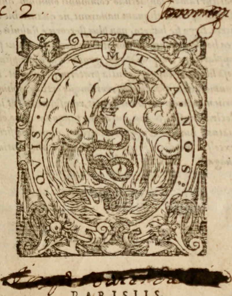 An illustration from Alexandri ab Alexandro, ivrisperiti neapolitani, Genialium dierum libri sex, varia ac recondita eruditione referti; nunc postremùm infinitis mendis quibus antea squallebat liber pulcherrimus, quanta fieri potuit diligentia perpurgati atque in pristinum nitorem restituti, 1570, leaf 4