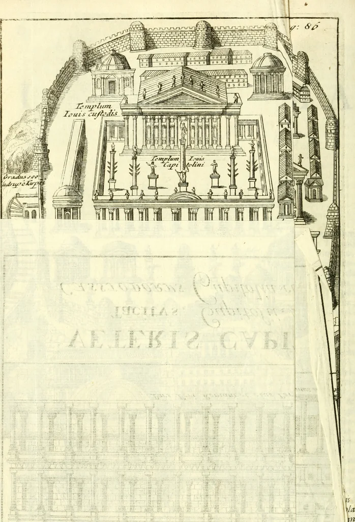An illustration from Alexandri Donati e Societate Jesu Roma vetus ac recens : utriusque ædificiis illustrata : in multis locis aucta, castigatior reddita, indice locupletissimo & figuris aeneis illustrata, 1695, leaf 129