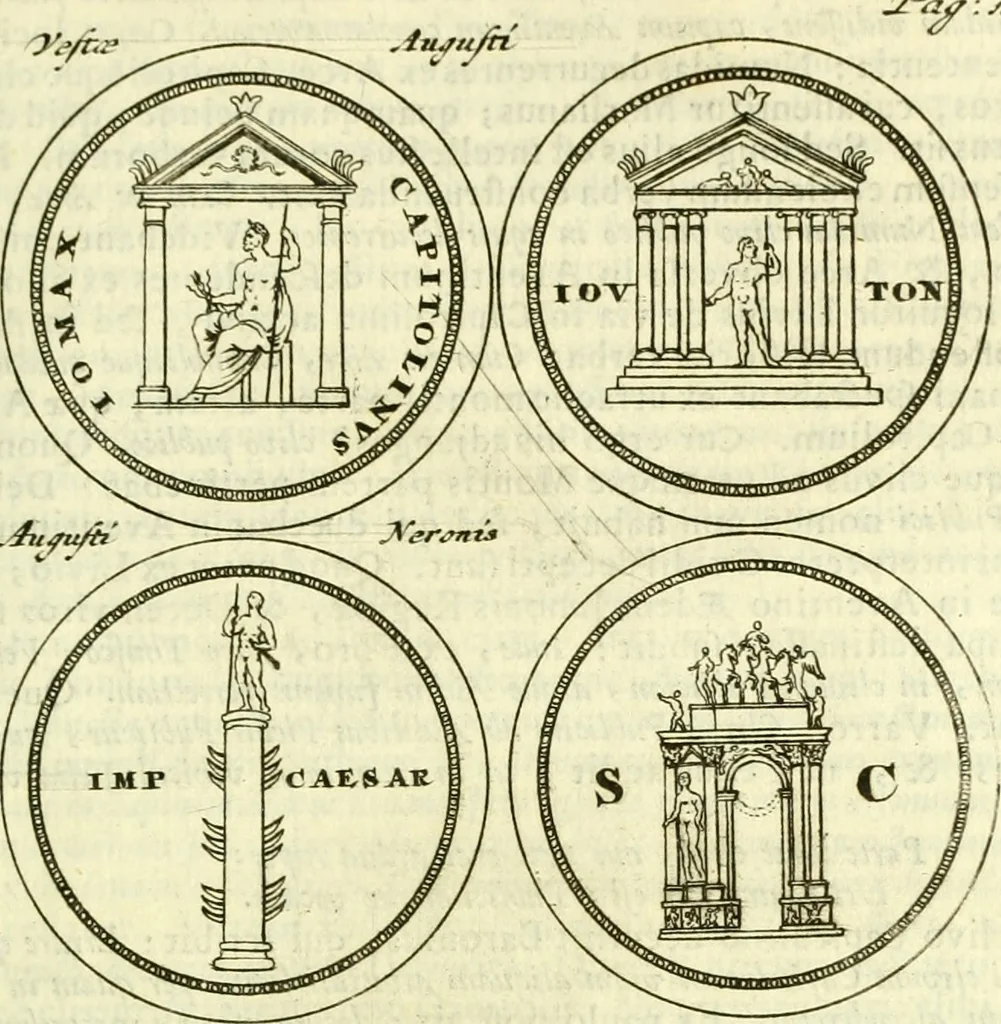 An illustration from Alexandri Donati e Societate Jesu Roma vetus ac recens : utriusque ædificiis illustrata : in multis locis aucta, castigatior reddita, indice locupletissimo & figuris aeneis illustrata, 1695, leaf 156