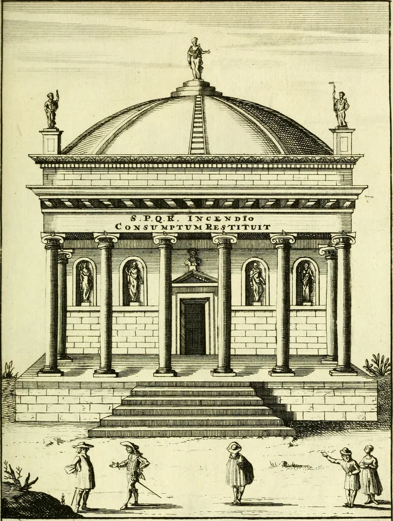 An illustration from Alexandri Donati e Societate Jesu Roma vetus ac recens : utriusque ædificiis illustrata : in multis locis aucta, castigatior reddita, indice locupletissimo & figuris aeneis illustrata, 1695, leaf 166