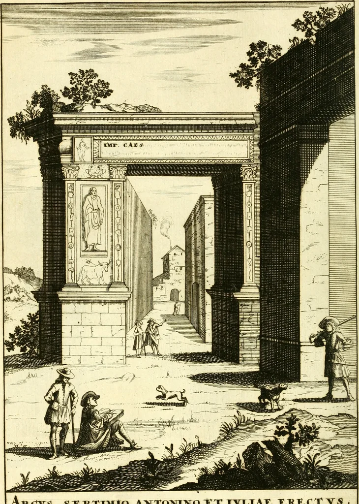 An illustration from Alexandri Donati e Societate Jesu Roma vetus ac recens : utriusque ædificiis illustrata : in multis locis aucta, castigatior reddita, indice locupletissimo & figuris aeneis illustrata, 1695, leaf 177