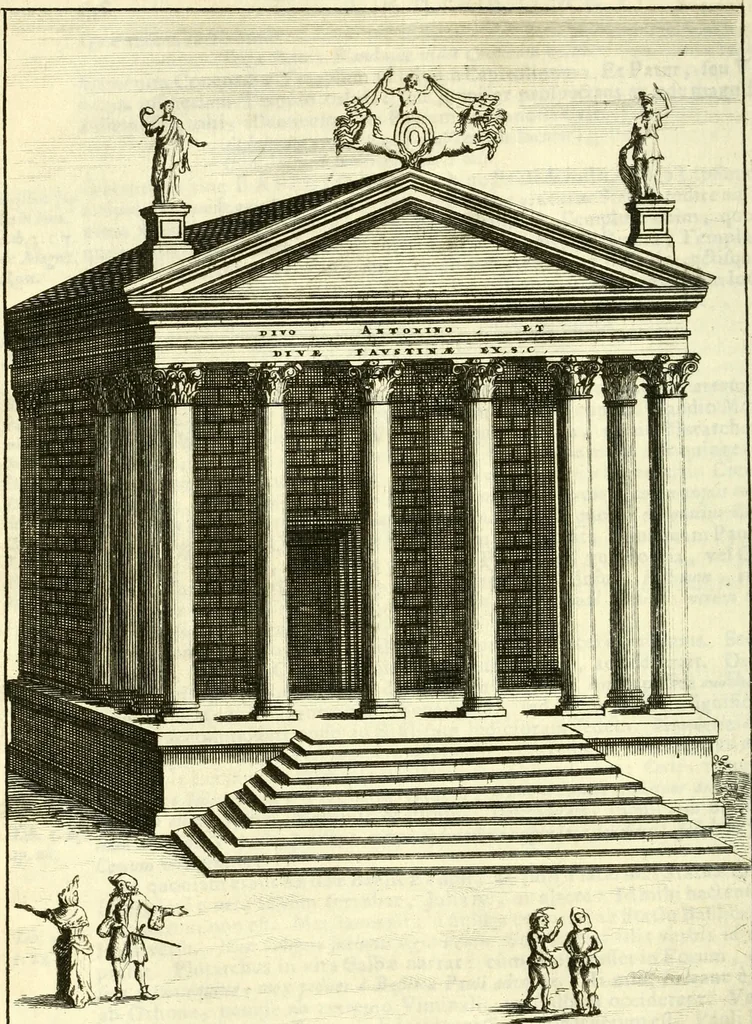 An illustration from Alexandri Donati e Societate Jesu Roma vetus ac recens : utriusque ædificiis illustrata : in multis locis aucta, castigatior reddita, indice locupletissimo & figuris aeneis illustrata, 1695, leaf 187