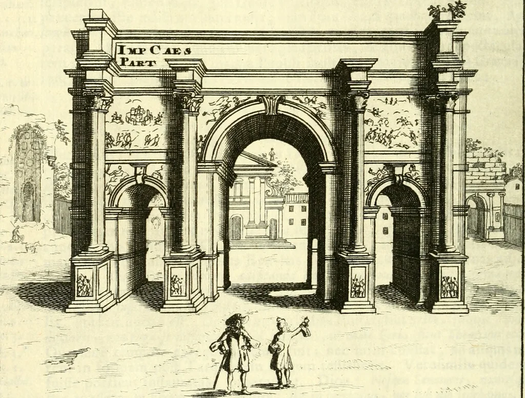 An illustration from Alexandri Donati e Societate Jesu Roma vetus ac recens : utriusque ædificiis illustrata : in multis locis aucta, castigatior reddita, indice locupletissimo & figuris aeneis illustrata, 1695, leaf 199