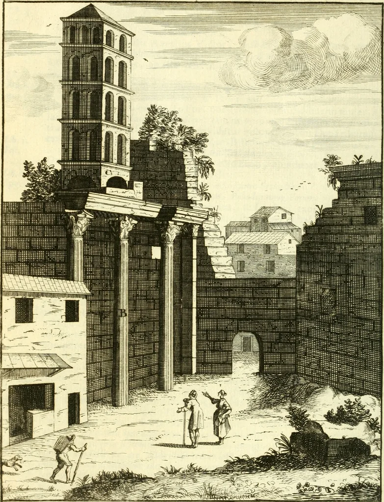An illustration from Alexandri Donati e Societate Jesu Roma vetus ac recens : utriusque ædificiis illustrata : in multis locis aucta, castigatior reddita, indice locupletissimo & figuris aeneis illustrata, 1695, leaf 213