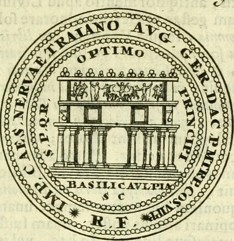 An illustration from Alexandri Donati e Societate Jesu Roma vetus ac recens : utriusque ædificiis illustrata : in multis locis aucta, castigatior reddita, indice locupletissimo & figuris aeneis illustrata, 1695, leaf 218