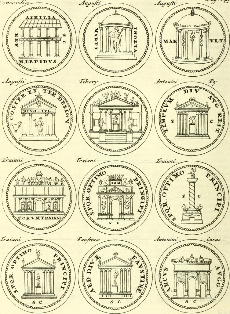 An illustration from Alexandri Donati e Societate Jesu Roma vetus ac recens : utriusque ædificiis illustrata : in multis locis aucta, castigatior reddita, indice locupletissimo & figuris aeneis illustrata, 1695, leaf 221