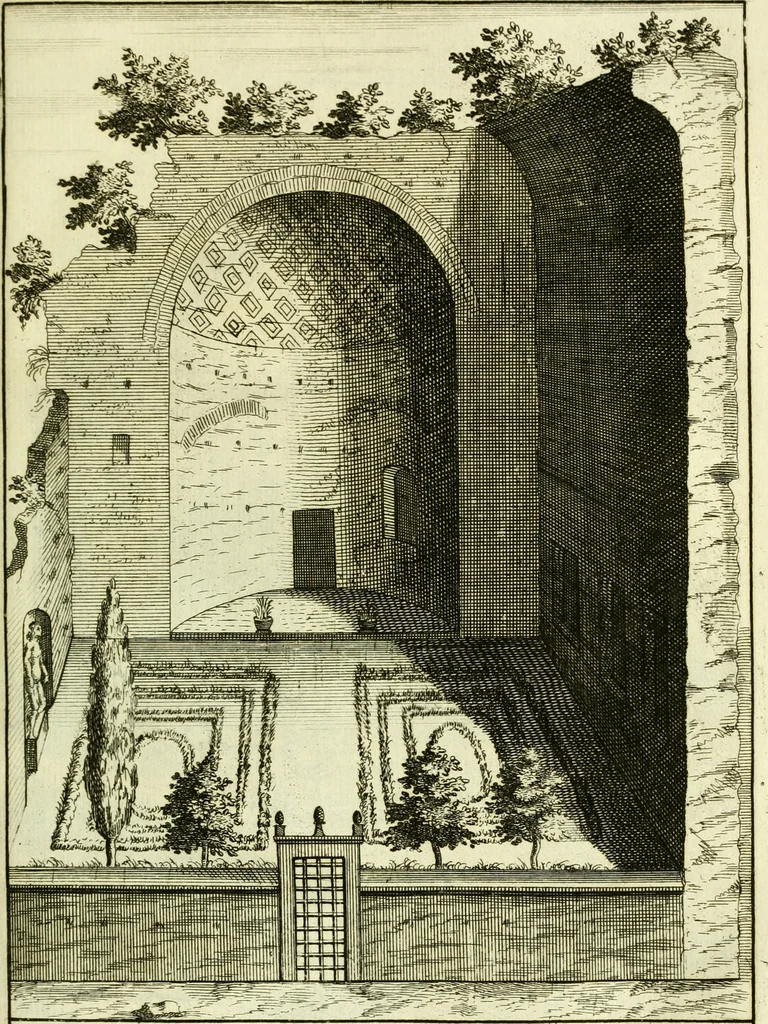 An illustration from Alexandri Donati e Societate Jesu Roma vetus ac recens : utriusque ædificiis illustrata : in multis locis aucta, castigatior reddita, indice locupletissimo & figuris aeneis illustrata, 1695, leaf 282