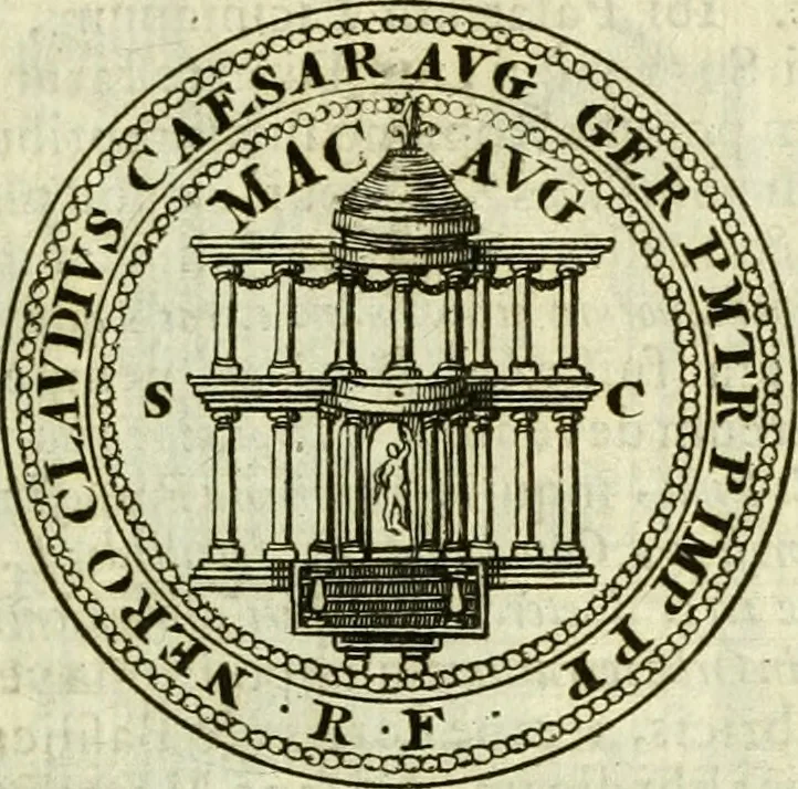 An illustration from Alexandri Donati e Societate Jesu Roma vetus ac recens : utriusque ædificiis illustrata : in multis locis aucta, castigatior reddita, indice locupletissimo & figuris aeneis illustrata, 1695, leaf 328
