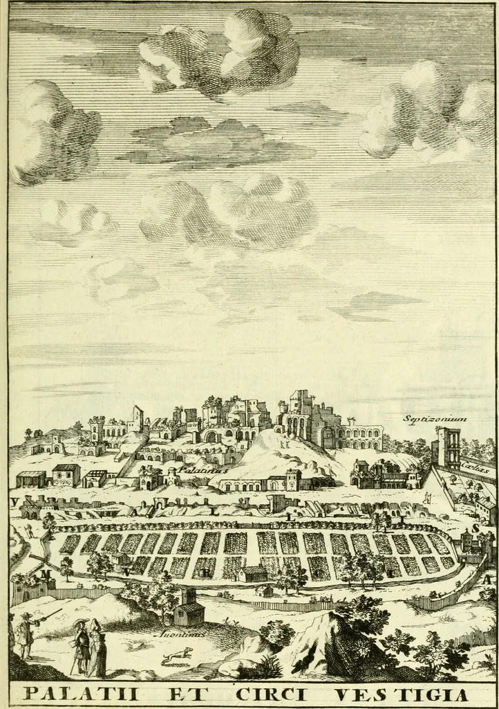 An illustration from Alexandri Donati e Societate Jesu Roma vetus ac recens : utriusque ædificiis illustrata : in multis locis aucta, castigatior reddita, indice locupletissimo & figuris aeneis illustrata, 1695, leaf 368
