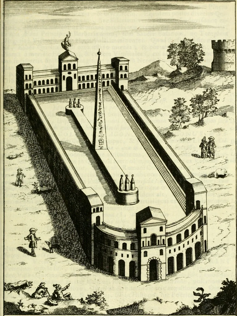 An illustration from Alexandri Donati e Societate Jesu Roma vetus ac recens : utriusque ædificiis illustrata : in multis locis aucta, castigatior reddita, indice locupletissimo & figuris aeneis illustrata, 1695, leaf 380