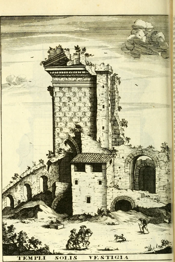 An illustration from Alexandri Donati e Societate Jesu Roma vetus ac recens : utriusque ædificiis illustrata : in multis locis aucta, castigatior reddita, indice locupletissimo & figuris aeneis illustrata, 1695, leaf 387
