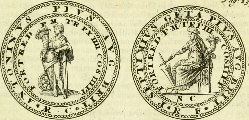 An illustration from Alexandri Donati e Societate Jesu Roma vetus ac recens : utriusque ædificiis illustrata : in multis locis aucta, castigatior reddita, indice locupletissimo & figuris aeneis illustrata, 1695, leaf 394