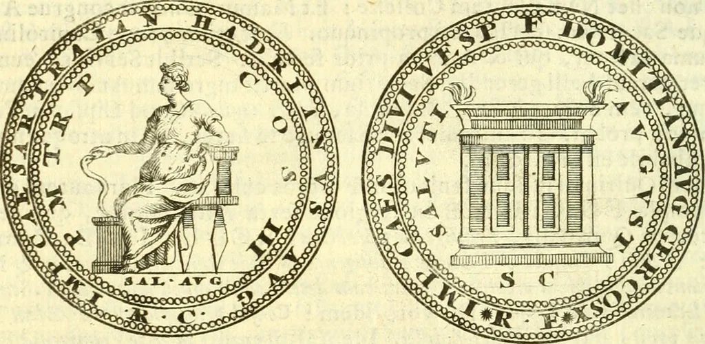 An illustration from Alexandri Donati e Societate Jesu Roma vetus ac recens : utriusque ædificiis illustrata : in multis locis aucta, castigatior reddita, indice locupletissimo & figuris aeneis illustrata, 1695, leaf 395