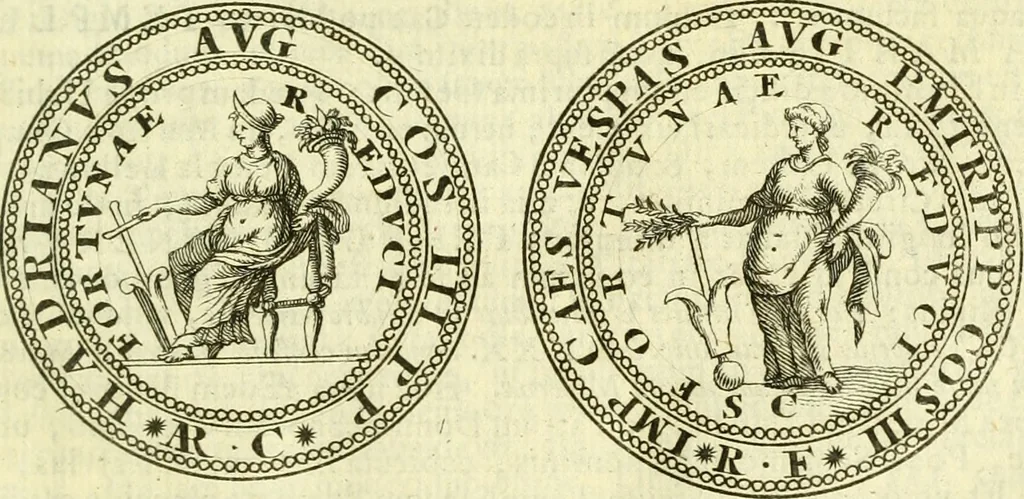 An illustration from Alexandri Donati e Societate Jesu Roma vetus ac recens : utriusque ædificiis illustrata : in multis locis aucta, castigatior reddita, indice locupletissimo & figuris aeneis illustrata, 1695, leaf 412