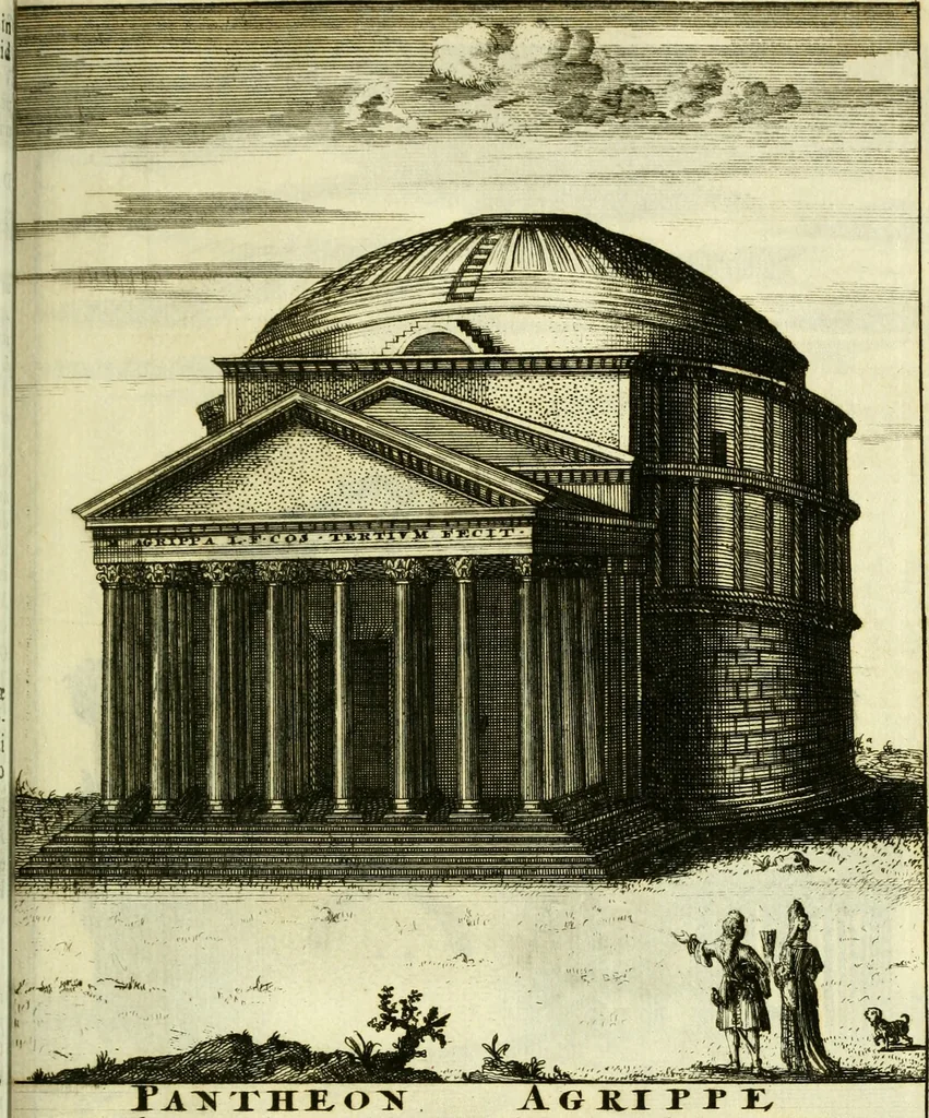 An illustration from Alexandri Donati e Societate Jesu Roma vetus ac recens : utriusque ædificiis illustrata : in multis locis aucta, castigatior reddita, indice locupletissimo & figuris aeneis illustrata, 1695, leaf 416