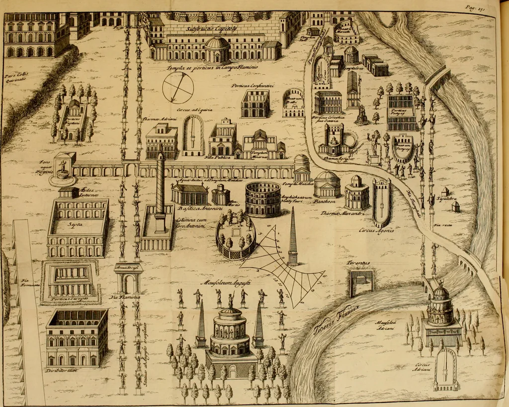 An illustration from Alexandri Donati e Societate Jesu Roma vetus ac recens : utriusque ædificiis illustrata : in multis locis aucta, castigatior reddita, indice locupletissimo & figuris aeneis illustrata, 1695, leaf 420