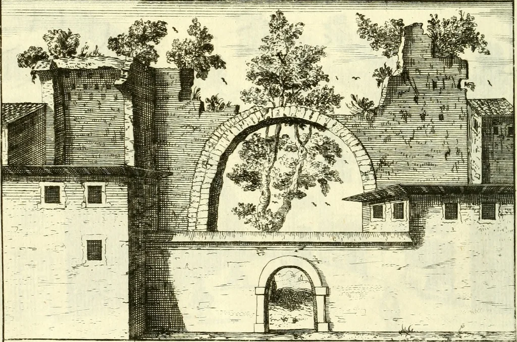 An illustration from Alexandri Donati e Societate Jesu Roma vetus ac recens : utriusque ædificiis illustrata : in multis locis aucta, castigatior reddita, indice locupletissimo & figuris aeneis illustrata, 1695, leaf 443