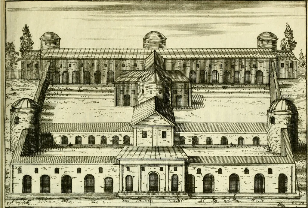 An illustration from Alexandri Donati e Societate Jesu Roma vetus ac recens : utriusque ædificiis illustrata : in multis locis aucta, castigatior reddita, indice locupletissimo & figuris aeneis illustrata, 1695, leaf 446
