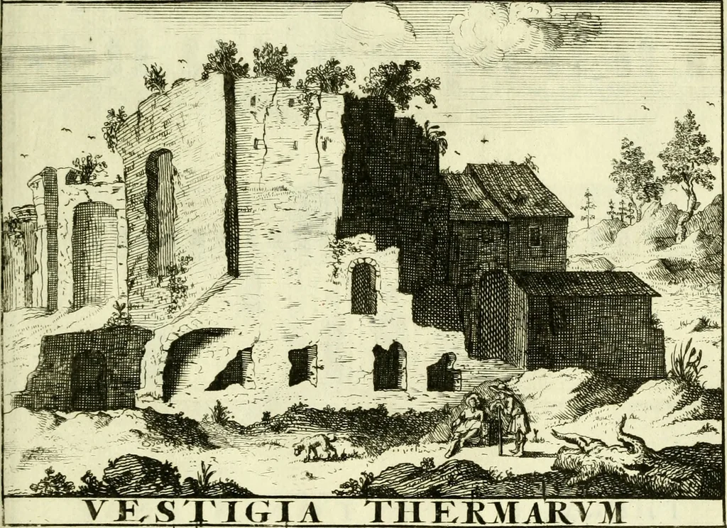 An illustration from Alexandri Donati e Societate Jesu Roma vetus ac recens : utriusque ædificiis illustrata : in multis locis aucta, castigatior reddita, indice locupletissimo & figuris aeneis illustrata, 1695, leaf 446