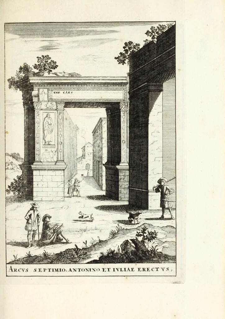 An illustration from Alexandri Donati e Societate Jesu, Roma vetus ac recens, utriusque aedificiis illustrata : in multis locis aucta, castigatior reddita, indice locupletissimo, & figuris aeneis illustrata, 1695, leaf 179