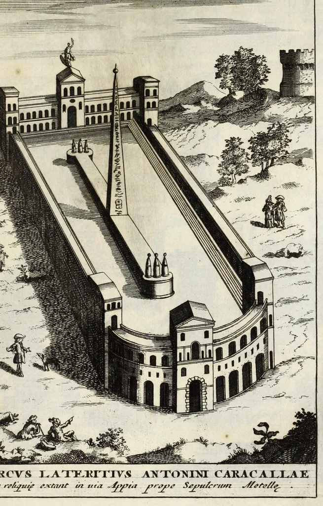 An illustration from Alexandri Donati e Societate Jesu, Roma vetus ac recens, utriusque aedificiis illustrata : in multis locis aucta, castigatior reddita, indice locupletissimo, & figuris aeneis illustrata, 1695, leaf 385