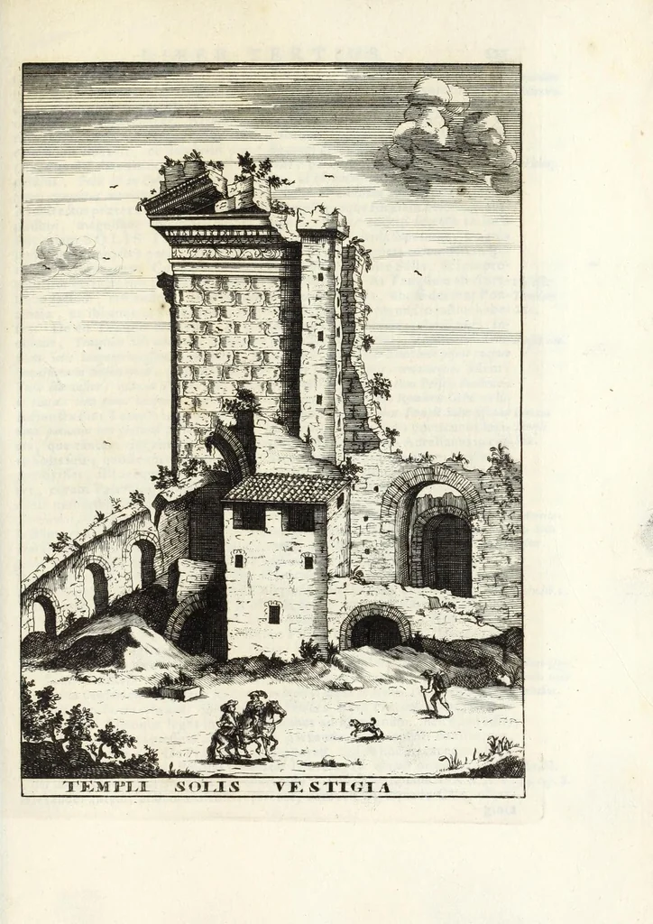 An illustration from Alexandri Donati e Societate Jesu, Roma vetus ac recens, utriusque aedificiis illustrata : in multis locis aucta, castigatior reddita, indice locupletissimo, & figuris aeneis illustrata, 1695, leaf 393