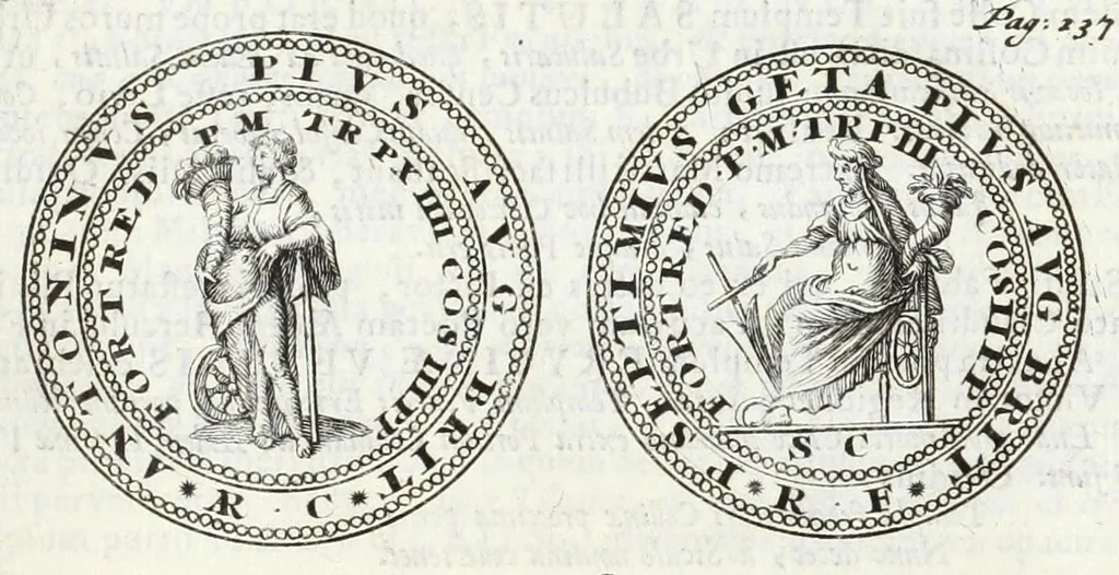 An illustration from Alexandri Donati e Societate Jesu, Roma vetus ac recens, utriusque aedificiis illustrata : in multis locis aucta, castigatior reddita, indice locupletissimo, & figuris aeneis illustrata, 1695, leaf 401