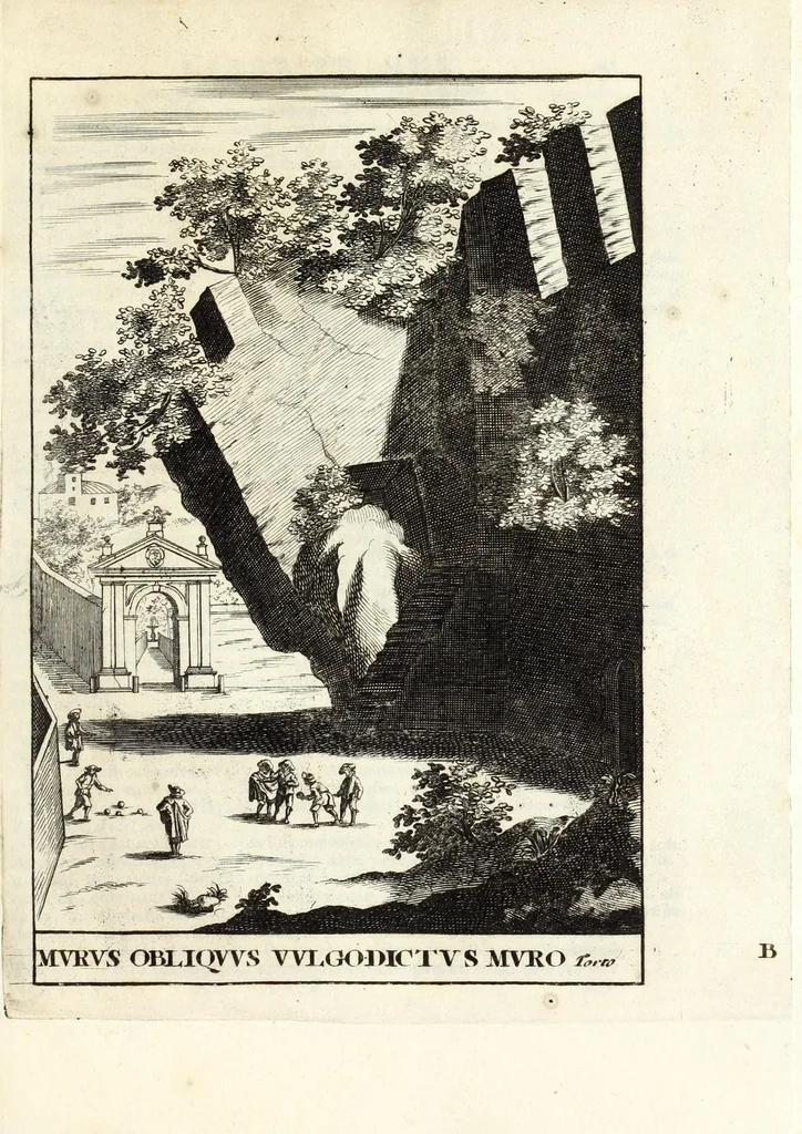 An illustration from Alexandri Donati e Societate Jesu, Roma vetus ac recens, utriusque aedificiis illustrata : in multis locis aucta, castigatior reddita, indice locupletissimo, & figuris aeneis illustrata, 1695, leaf 77