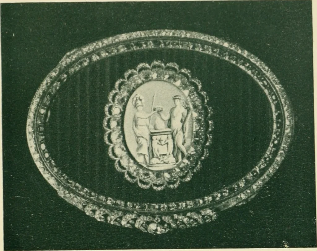 An illustration from Alfavitny ukazatel s.-peterburgskikh zolotykh i serebrianykh diel masterov, iuvelirov, graverov i proch., 1714-1814, 1907, leaf 10