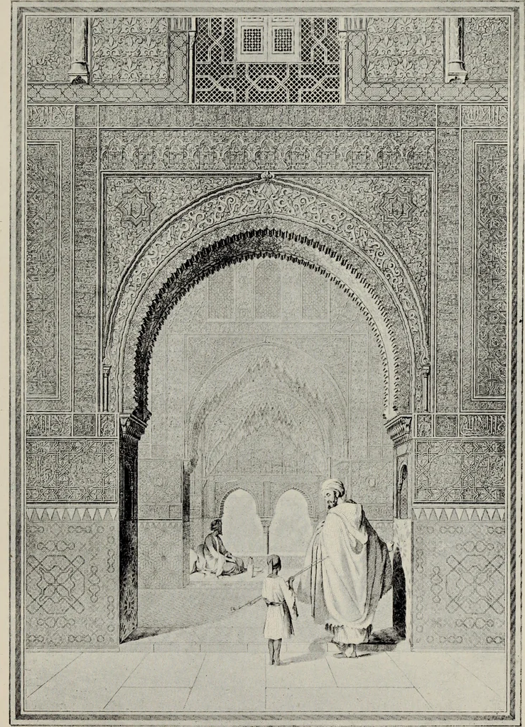 An illustration from The Alhambra, being a brief record of the Arabian conquest of the Peninsula, 1907, leaf 144