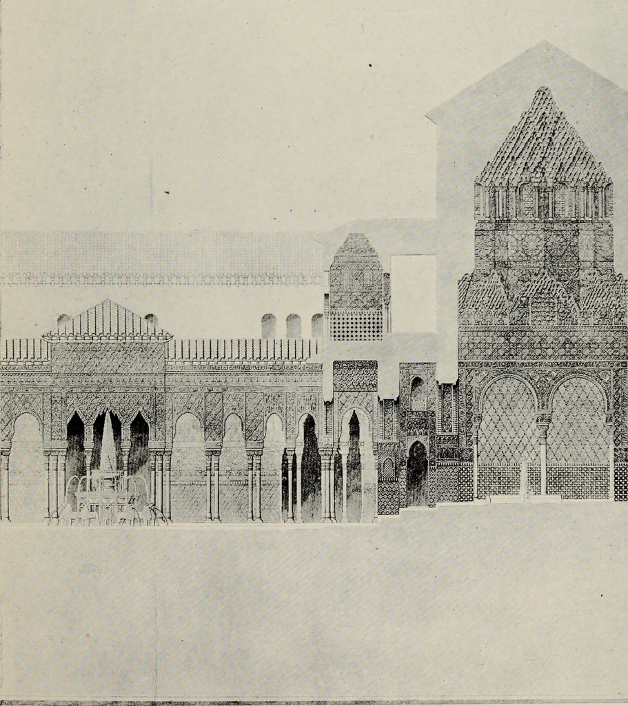 An illustration from The Alhambra, being a brief record of the Arabian conquest of the Peninsula, 1907, leaf 148
