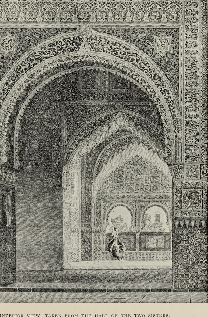 An illustration from The Alhambra, being a brief record of the Arabian conquest of the Peninsula, 1907, leaf 210