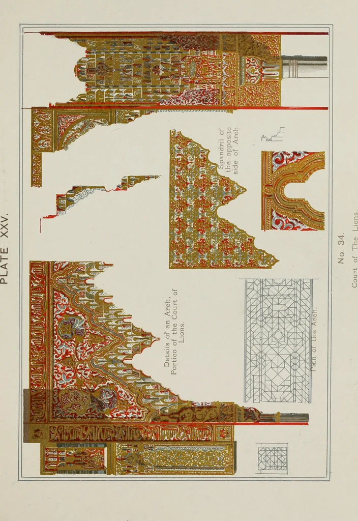 An illustration from The Alhambra, being a brief record of the Arabian conquest of the Peninsula, 1907, leaf 256