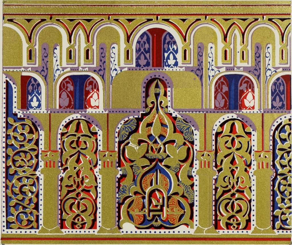 An illustration from The Alhambra, being a brief record of the Arabian conquest of the Peninsula, 1907, leaf 386